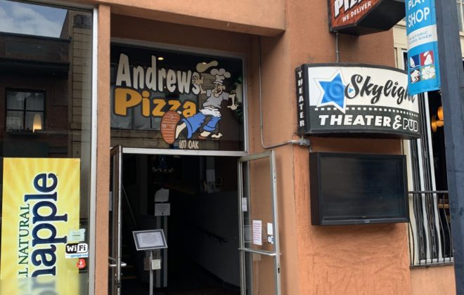 Andrews Pizza and Skylight Theater Entrance Hood River