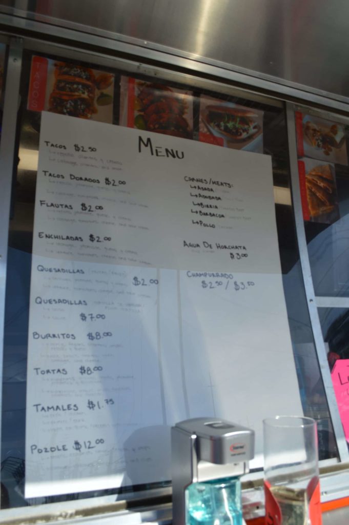 Menu For Taco Poncitlan Food Truck in Hood River