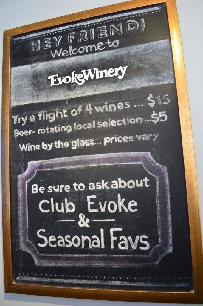 Sign Inside Evoke Winery Hood River: March 12, 2021
