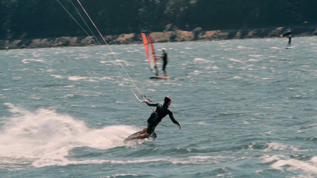 Kiteboarder on the Columbia River Gorge